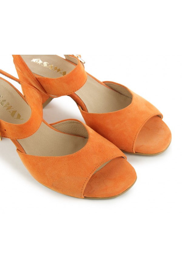 Pomarańczowe zamszowe sandały Santa