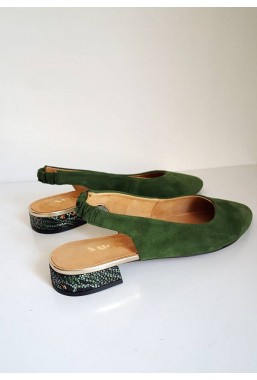 Zamszowe zielone baleriny Maledi