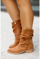 Zamszowe botki Leona camel