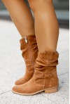 Zamszowe botki Leona camel