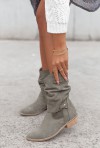 Zamszowe botki Leona khaki