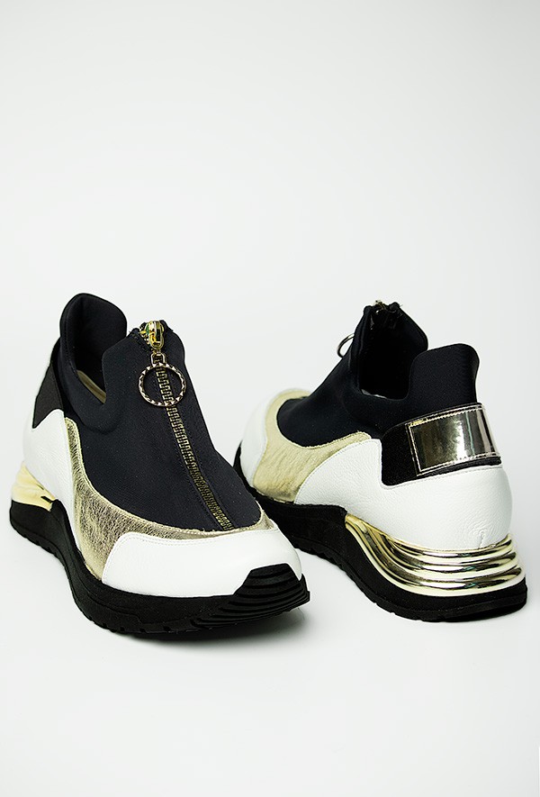 Złoto-czarne sneakersy Marien