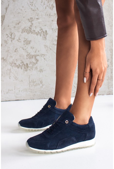 Granatowe zamszowe sneakersy Tinne