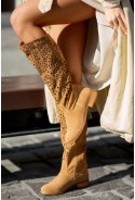 Zamszowe kozaki Romina camel