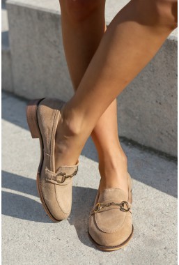 Zamszowe loafersy Grind beż
