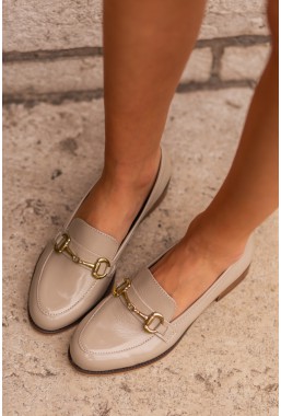 Lakierowane loafersy Grind beżowe