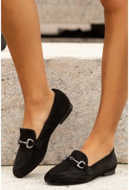 Czarne zamszowe loafersy Inma
