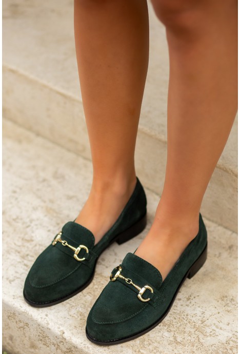 Zamszowe loafersy Grind butelkowa zieleń